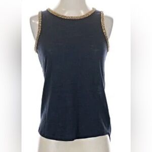 Michael Kors navy sleeveless top with gold trim size x-small